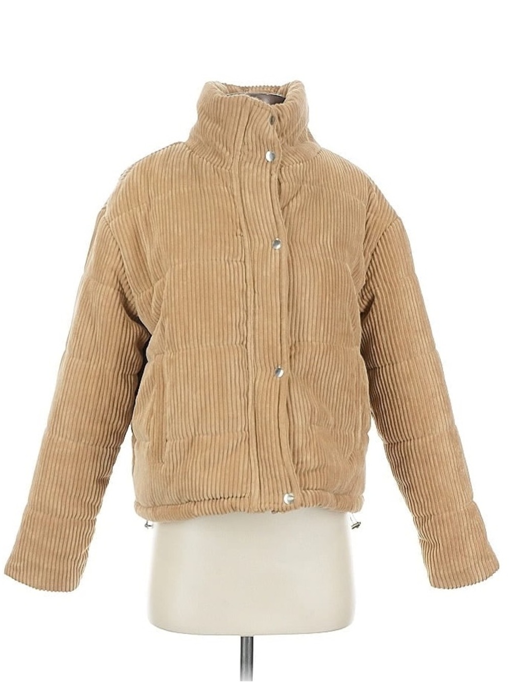 7 for All Mankind Women's Corduroy Cropped Puffer Jacket Tan Brown | Size S
